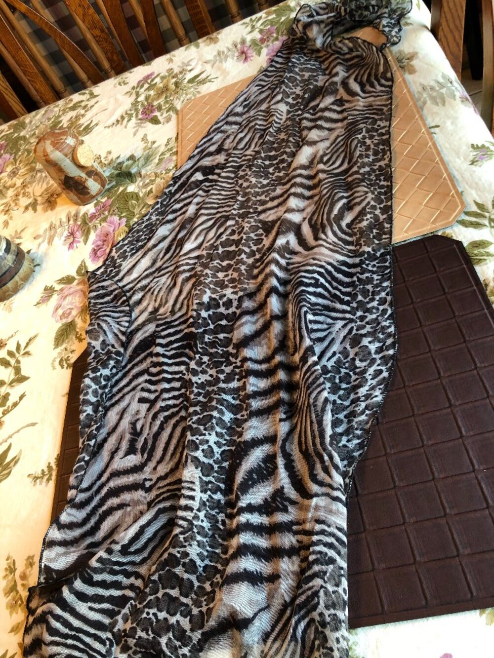 Women's Leopard Triangle Scarf Black, Grey, Brown, Lightweight